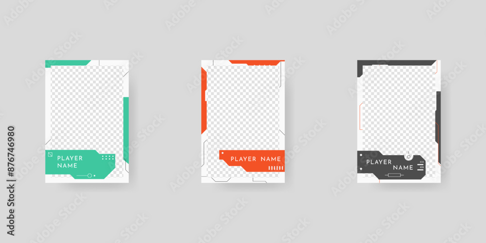 Collection of player frames template. Game card frame template design. Collection of player frames template. Game card frame template design.