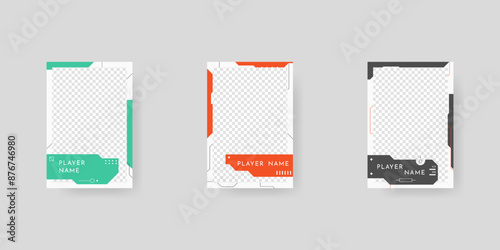 Collection of player frames template. Game card frame template design.
