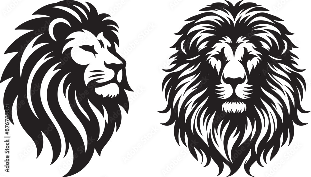 Fototapeta premium Lion Head Silhouette Vector Icon Illustration.