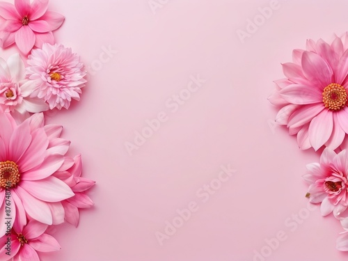 Pink flowers on a pink background