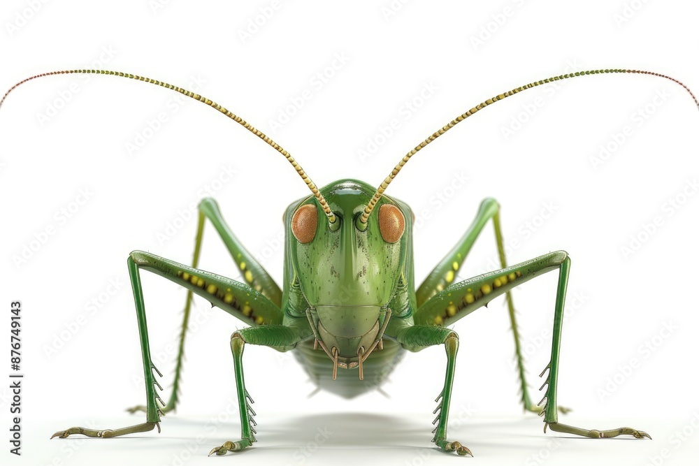 A close-up photo of a grasshopper sitting on a white surface A close-up photo of a grasshopper sitting on a white surface