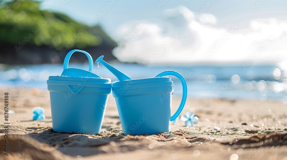 Plastic bucket for building sand castle and watering can Plastic bucket for building sand castle and watering can