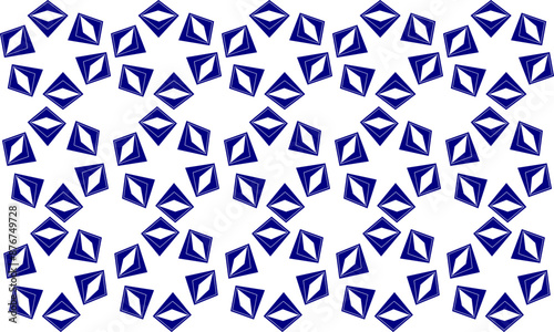 seamless pattern with shapes, blue diamond net, ring hexagon block on white background, design for fabric print or t-shirt paint screening