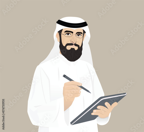 Arabic teacher wearing a Saudi uniform