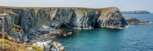 Debris from a Rockfall at the Foot of Coastal Cliffs on the Ness of Hillswick, with the Sheer Face of the Cliff Visible photo