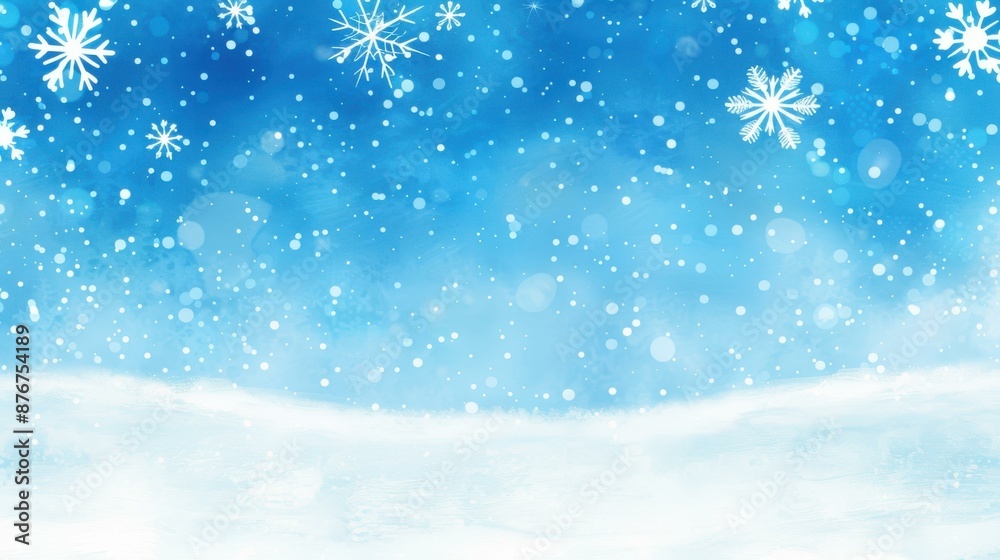 Serene winter scene with falling snowflakes on a peaceful snowy background, ideal for seasonal promotions. Serene winter scene with falling snowflakes on a peaceful snowy background, ideal for seasonal promotions.