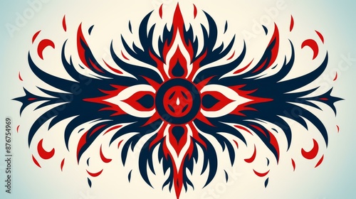 Wallpaper Mural Vibrant flat illustration with bold ikat patterns and dynamic colors, creating a highdefinition and intricate design. Torontodigital.ca