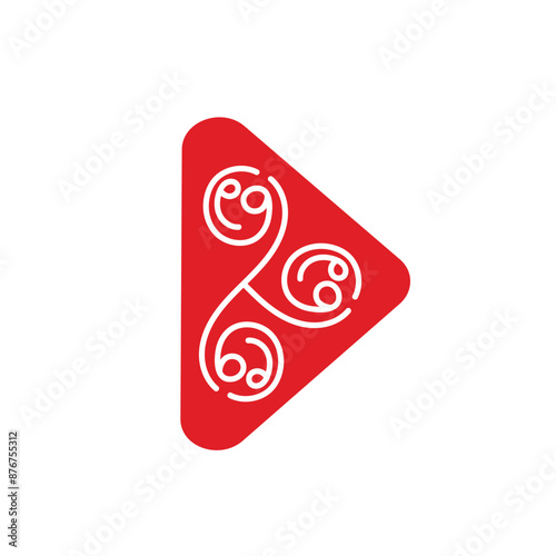 vector design illustration of the play button with an interesting motif