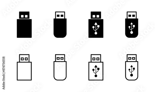 Usb icon set. Flash disk icon vector