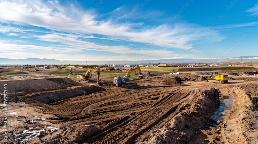 A Wide Angle Shot of a Construction Site A Wide Angle Shot of a Construction Site