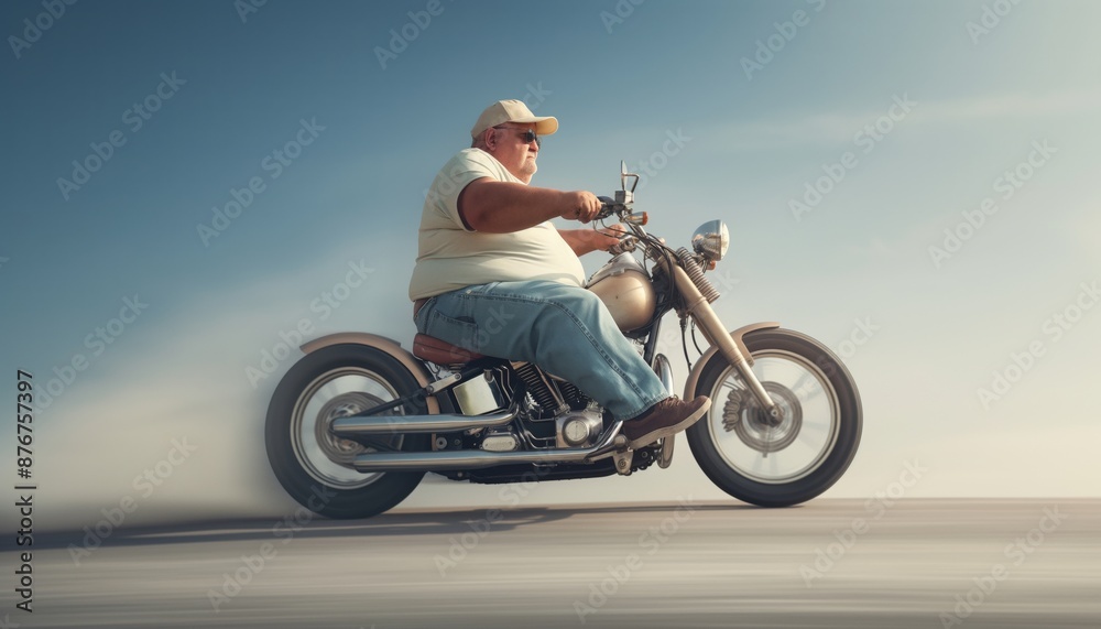 A man wearing a cap rides a motorcycle on an open road, with the background blurred to show motion. The image captures the speed and freedom of motorcycling. A man wearing a cap rides a motorcycle on an open road, with the background blurred to show motion. The image captures the speed and freedom of motorcycling.