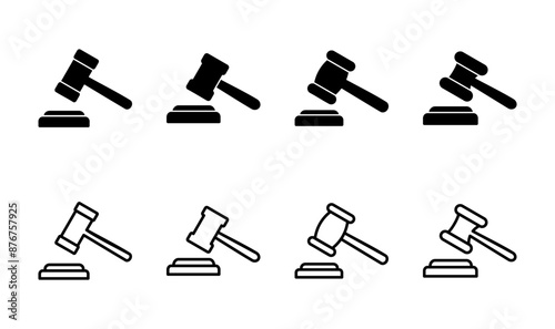Gavel icon set. judge gavel icon vector. law icon vector. auction hammer