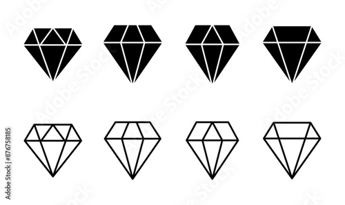 Diamond icon set. diamond gems vector icon.
