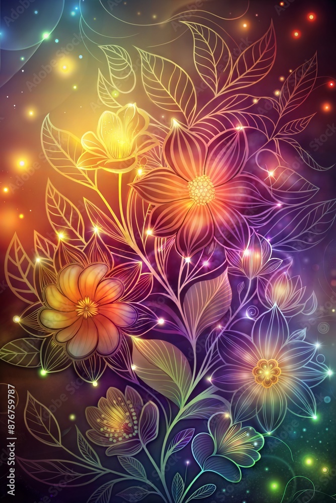 colorful background with flowers and butterflies colorful background with flowers and butterflies