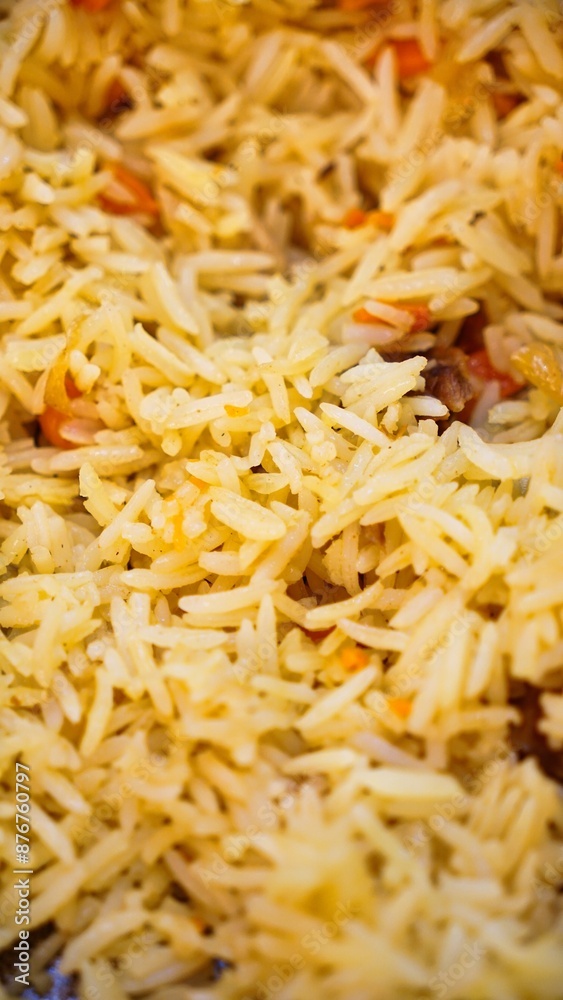 Cooked Yellow Rice Close-Up Cooked Yellow Rice Close-Up