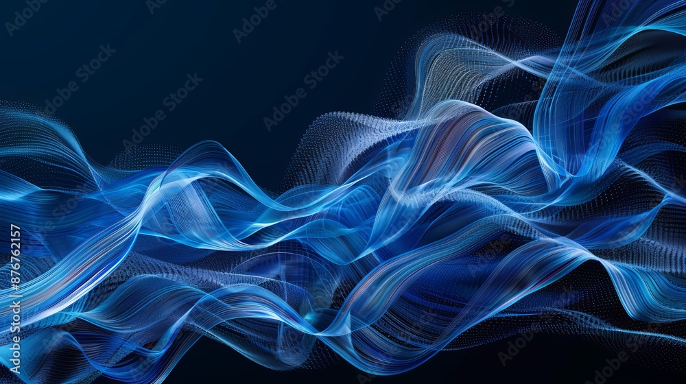 Abstract blue waves depict a data stream concept, visualized through a vector illustration. Abstract blue waves depict a data stream concept, visualized through a vector illustration.