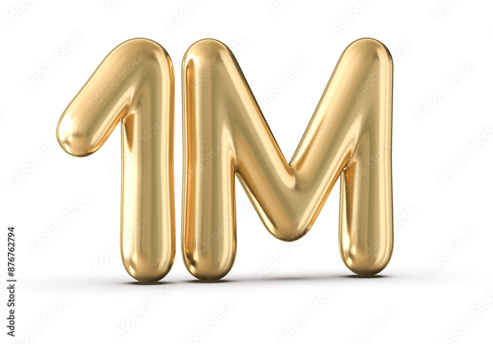 1M Followers Gold Number 3D Render 1M Followers Gold Number 3D Render