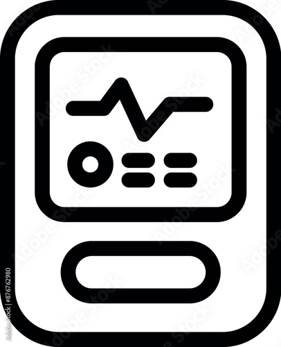 Simple bold outline icon representing a medical device showing a heartbeat on its screen