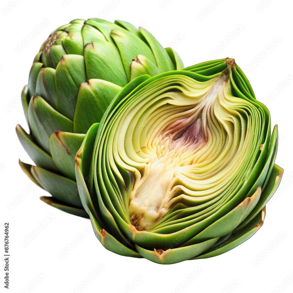 Obraz premium Sliced artichoke isolated on transparent background