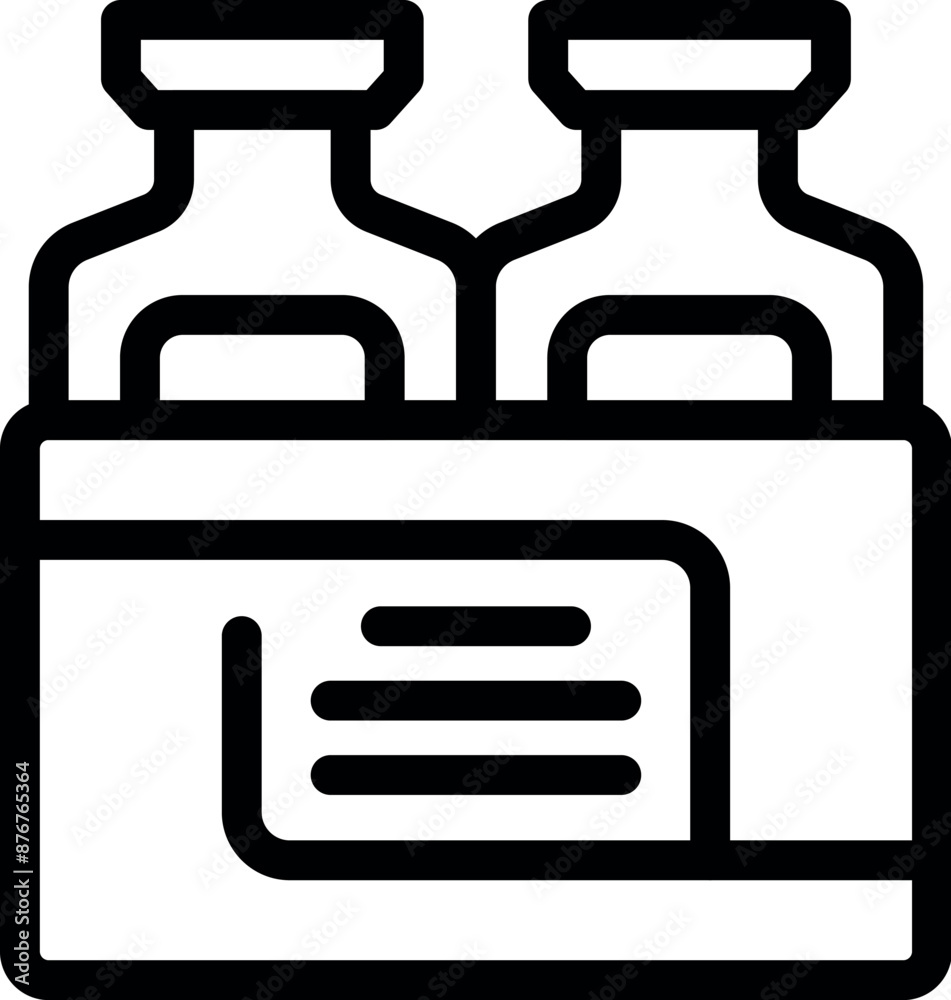 Two glass bottles standing inside an open cardboard box for product packaging and retail Two glass bottles standing inside an open cardboard box for product packaging and retail