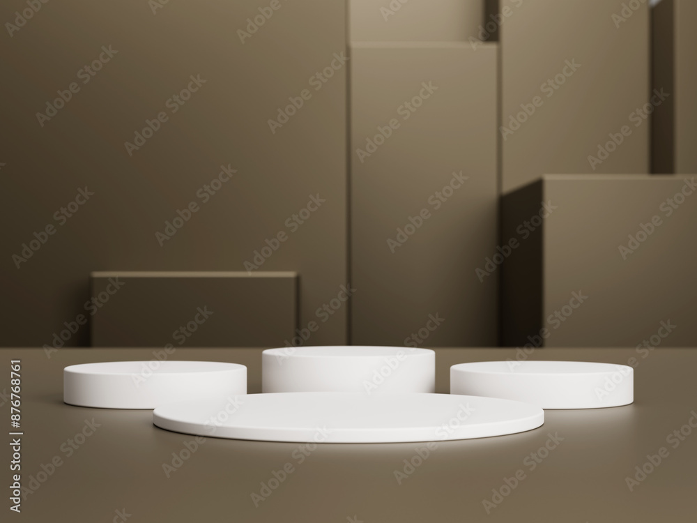custom made wallpaper toronto digitalAbstract brown 3D cylinder pedestal or stand podium. Light brown modern minimal scene for cosmetic product display presentation. 3d rendering platform design