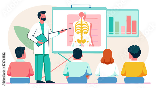 Medical Instructor Teaching Anatomy to Students in Classroom