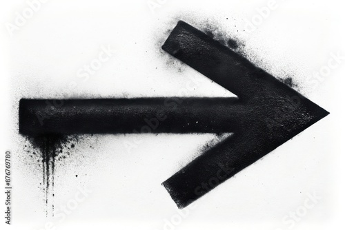 black ink spray right arrow symbol isolated on white background