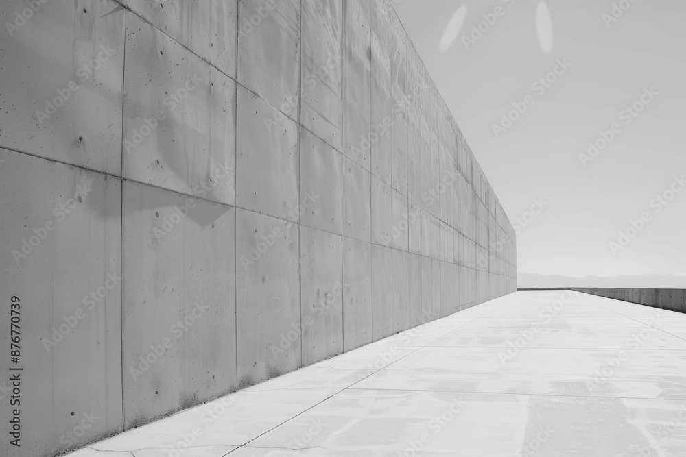 Smooth concrete wall with faint lines and geometric patterns from formwork, highlighting precise craftsmanship, Generative AI Smooth concrete wall with faint lines and geometric patterns from formwork, highlighting precise craftsmanship, Generative AI
