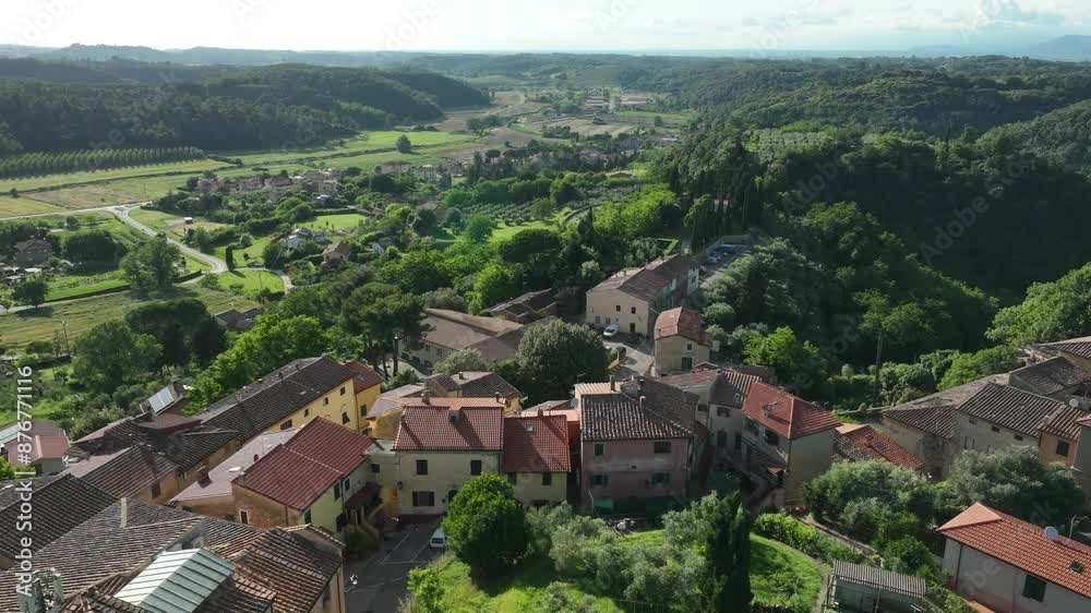 Panoramic View Of Mountaintop Medieval Town Of Lorenzana near Pisa, Italy. Hyperlapse Panoramic View Of Mountaintop Medieval Town Of Lorenzana near Pisa, Italy. Hyperlapse