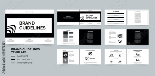 Landscape brand guidelines book template design with creative layout