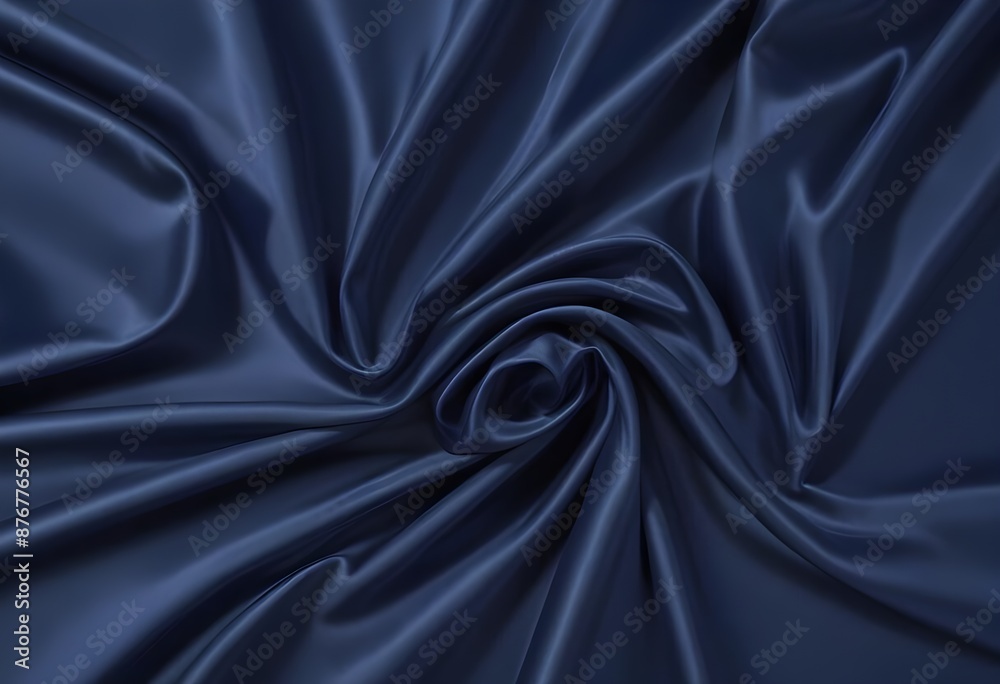 Fototapeta premium Blue deep satin velvet wavy drapery texture sample background
