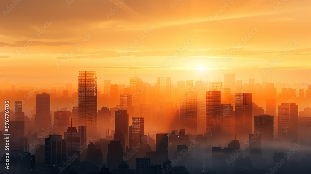 A bustling cityscape illuminated by the golden glow of the setting sun, casting long shadows and creating a warm, inviting atmosphere in watercolor style A bustling cityscape illuminated by the golden glow of the setting sun, casting long shadows and creating a warm, inviting atmosphere in watercolor style