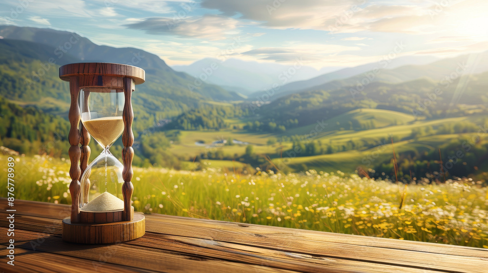 Slow life background with copy space, slowlife with an hourglass and a ...