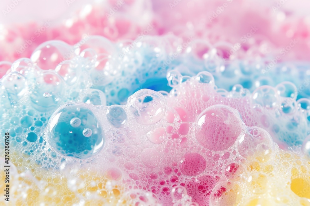 A close-up view of soap bubbles floating on the surface of water in a bowl A close-up view of soap bubbles floating on the surface of water in a bowl