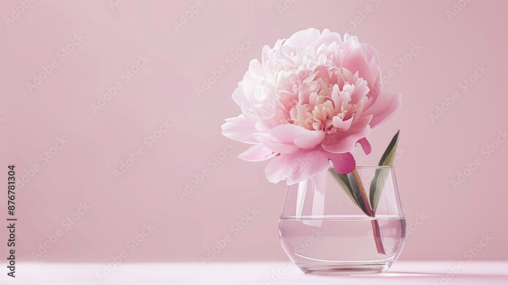 Obraz premium Minimalistic pink peony in glass with empty space