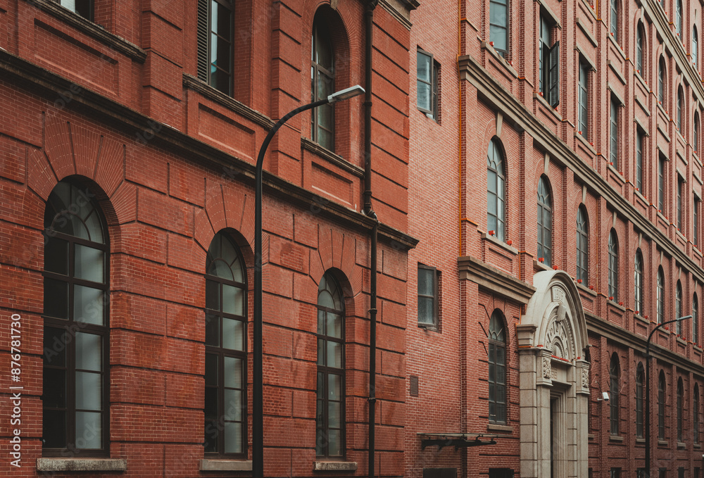 Naklejka premium traditional building exterior facade close-up details in Shanghai, China