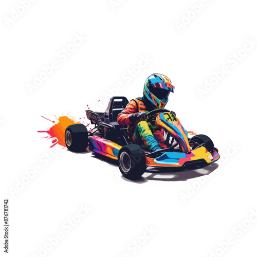 Colorful Karting Vector logo design template. Go Kart racing illustration, good for event logo, t shirt design and racing team logo. colorful kart illustration