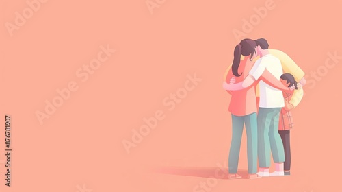 Family hugging together, showing love and support.