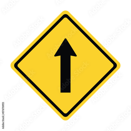 go straight ahead direction yellow road sign