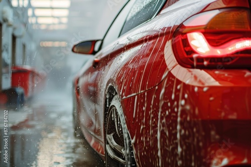 Car getting washed on automated washing