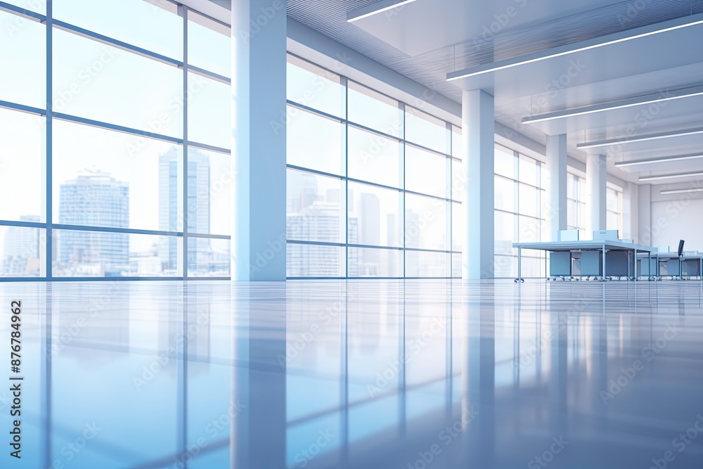 Fototapeta premium Empty Modern Office Space Blurred Background 