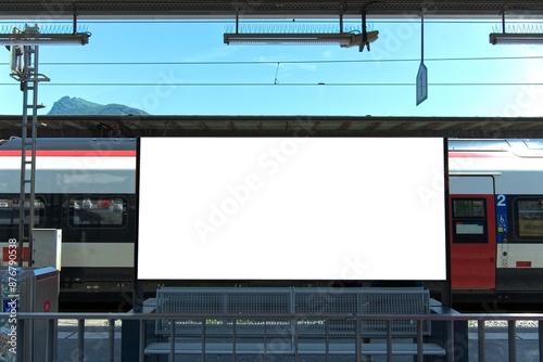 White empty wide format billboard in Lugano.