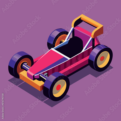 Cartoon illustration of a Formula Racing Sports Car reaching the finish line to win
