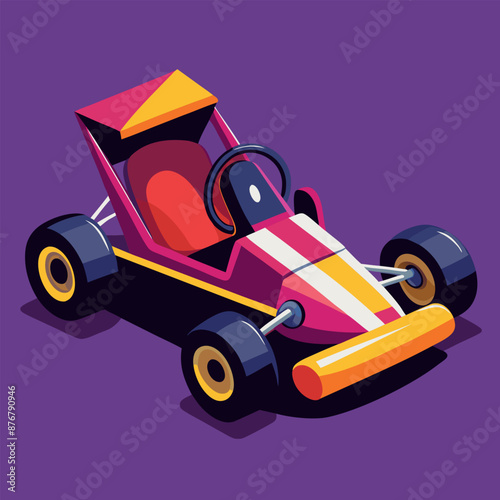 Cartoon illustration of a Formula Racing Sports Car reaching the finish line to win
