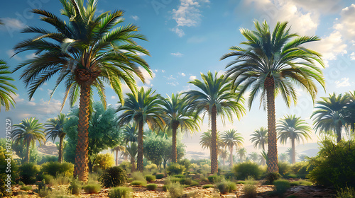 professional photography of date palm garden