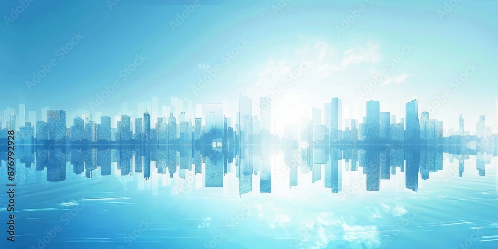 Abstract Vector Illustration, Futuristic blue Urban city Landscape with Advanced Smart City Technology, Graphic Resources, Wallpapers, Brochure, Websites, banner design, Advertising, web, background 