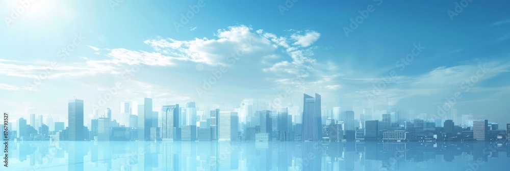 Fototapeta premium Abstract Vector Illustration, Futuristic blue Urban city Landscape with Advanced Smart City Technology, Graphic Resources, Wallpapers, Brochure, Websites, banner design, Advertising, web, background 