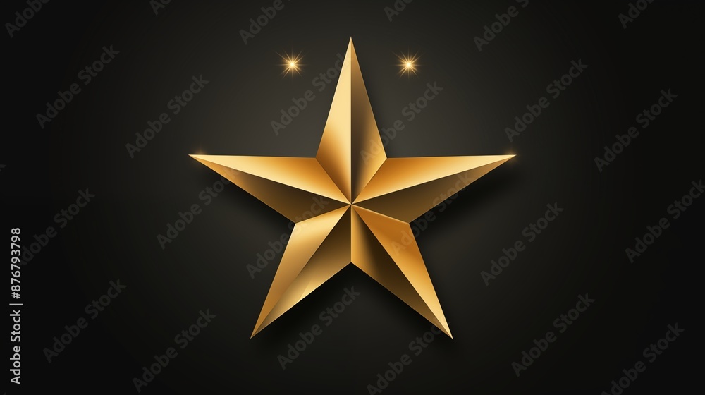 Fototapeta premium Shimmering Golden Star Emblem with Geometric Design on a Dark Background