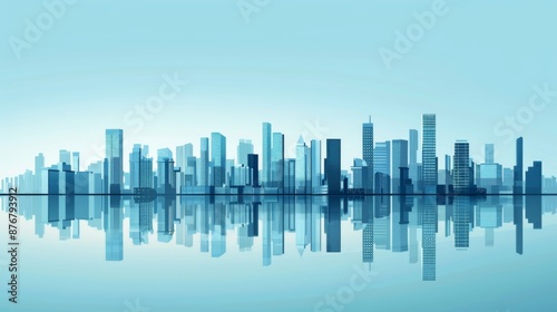 Abstract Vector Illustration, Futuristic blue Urban city Landscape with Advanced Smart City Technology, Graphic Resources, Wallpapers, Brochure, Websites, banner design, Advertising, web, background 