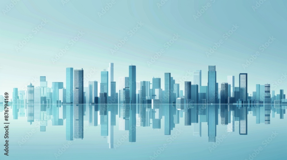 Fototapeta premium Abstract Vector Illustration, Futuristic blue Urban city Landscape with Advanced Smart City Technology, Graphic Resources, Wallpapers, Brochure, Websites, banner design, Advertising, web, background 